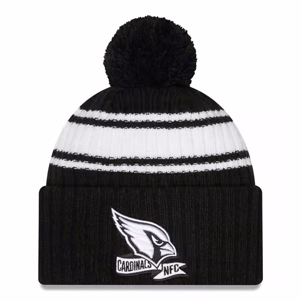 Arizona Cardinals Official 2022 NFL Sideline New Era Sport Knit Hat Black & White product photo
