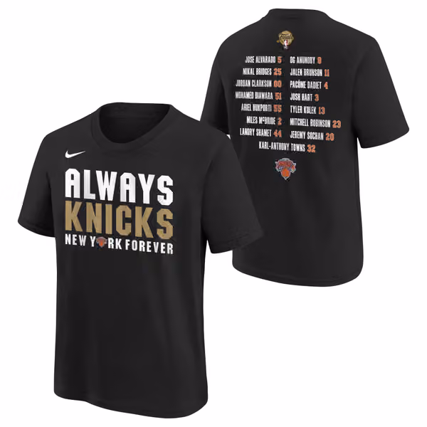 New York Knicks 2026 NBA Champions Roster T-Shirt Black view 1