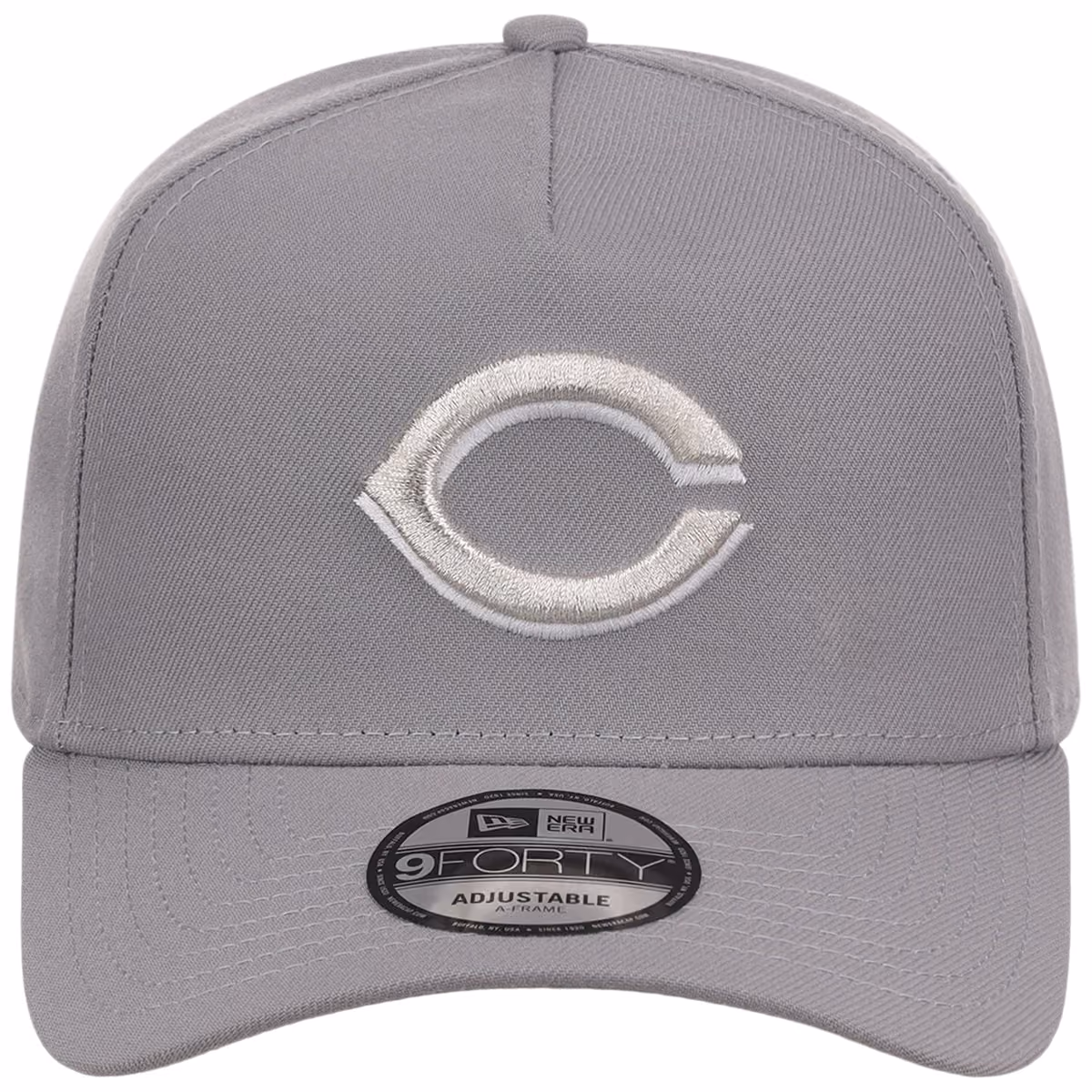 Cincinnati Reds MLB Gray x White FASHION CORE New Era 9FORTY A-Frame detail view