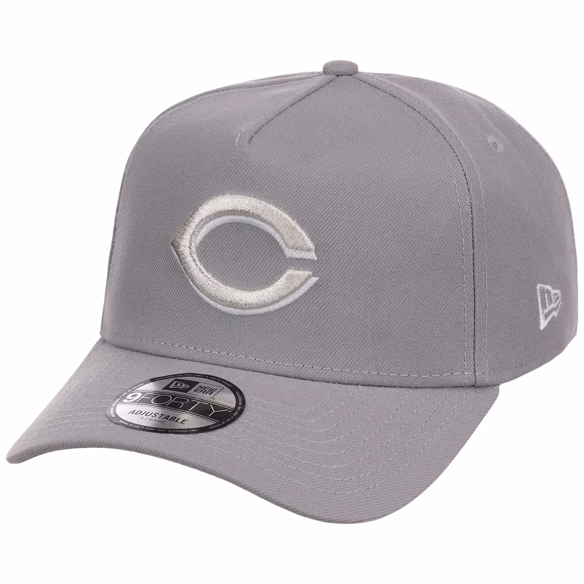 Cincinnati Reds MLB Gray x White FASHION CORE New Era 9FORTY A-Frame detail view