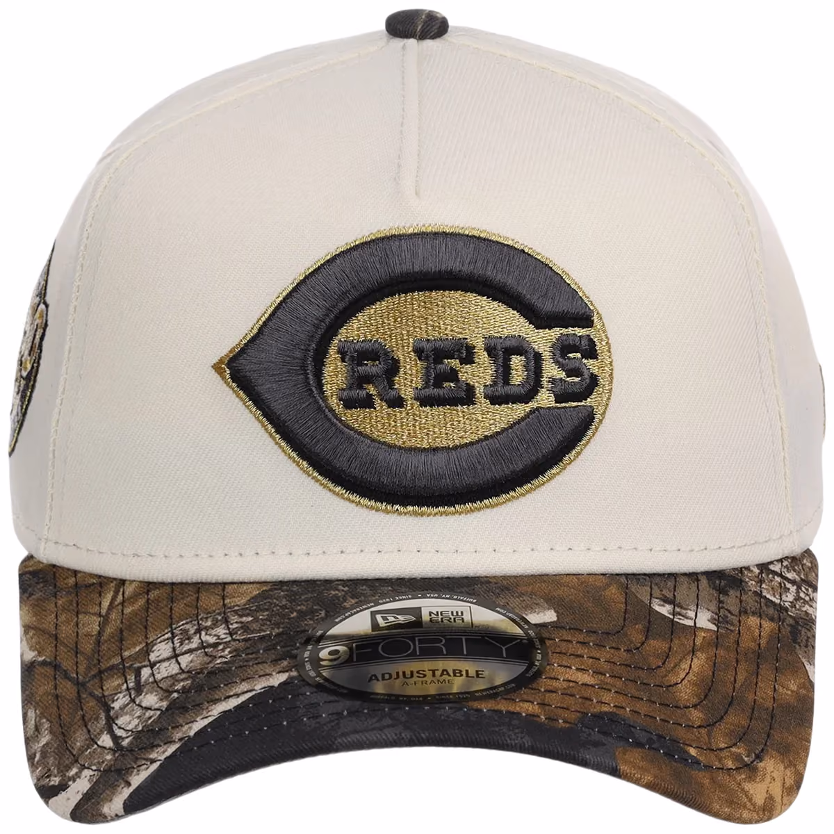 Cincinnati Reds MLB Black Realtree Chrome New Era 9FORTY detail view