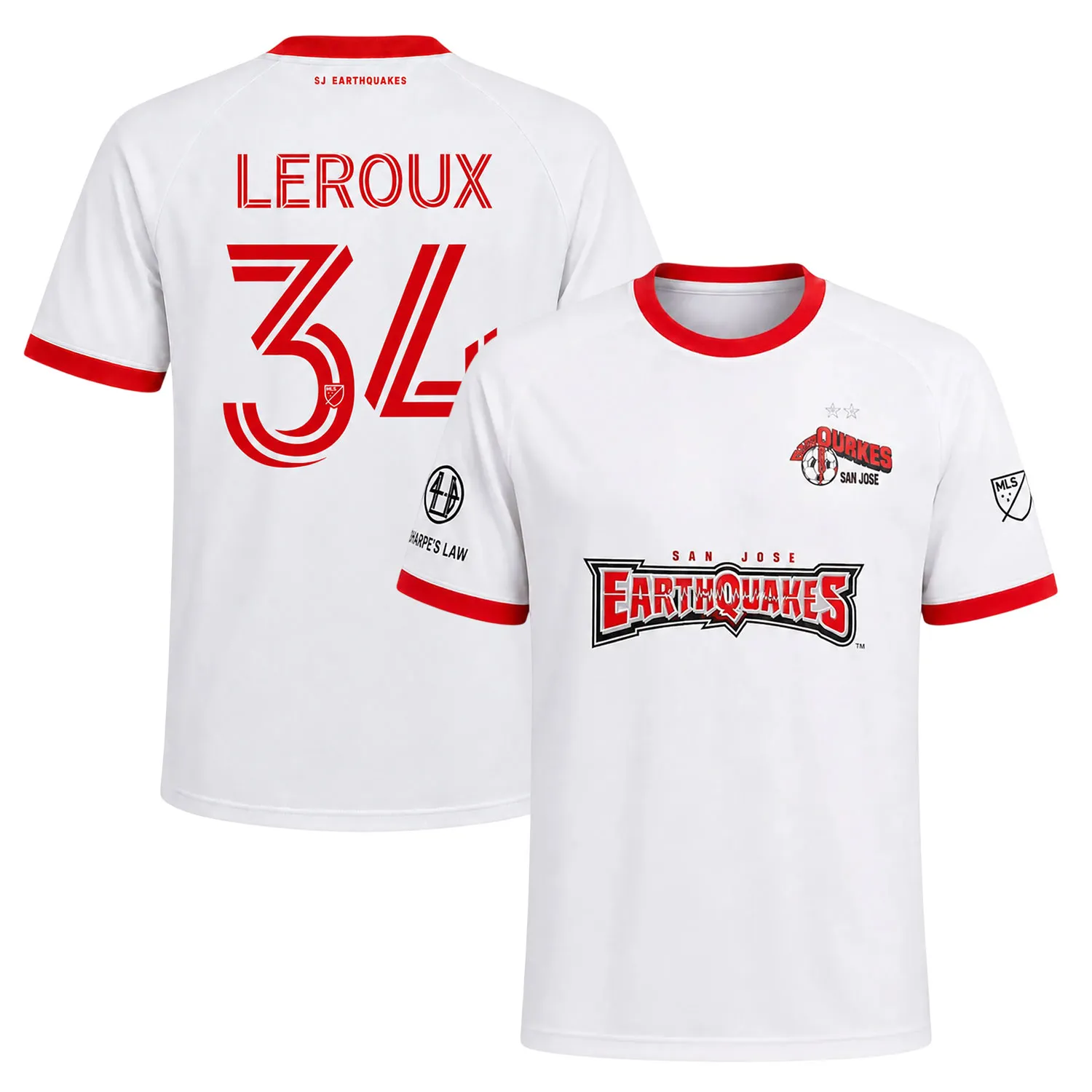 Beau Leroux SJ Earthquakes Home White Jersey – Pride Edition