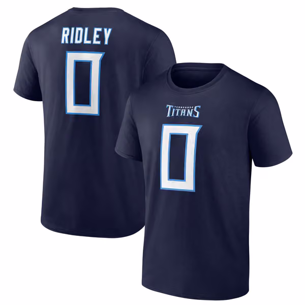 Calvin Ridley #0 Tennessee Titans Player NFL T-Shirt Navy view 1
