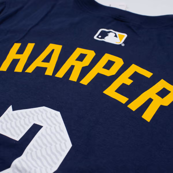 Bryce Harper #3 Philadelphia Phillies City Connect Player MLB T-Shirt Navy view 4