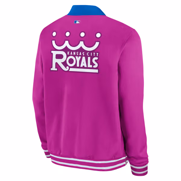 Kansas City Royals City Connect 2026 MLB Authentic Dugout Bomber Jacket Purple view 3