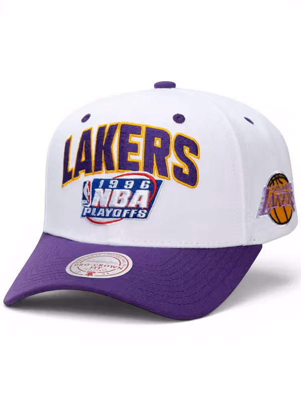 Los Angeles Lakers 1996 NBA Playoffs Pro Crown Snapback Cap White/Purple product photo