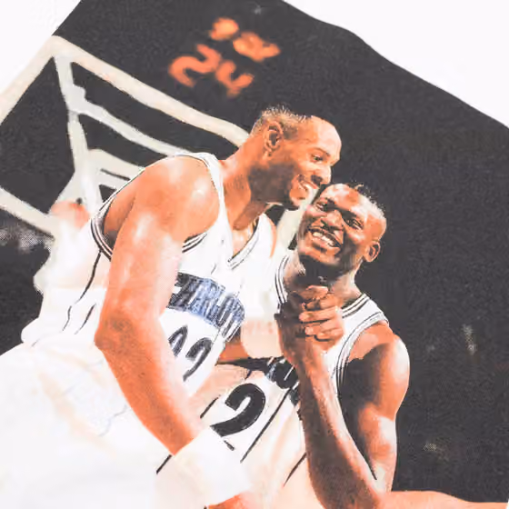Alonzo & Larry Charlotte Hornets Mitchell & Ness Photo NBA T-Shirt view 3