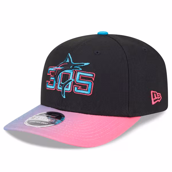 Miami Marlins MLB City Connect Stretch-Snap 9SEVENTY Cap Black product photo