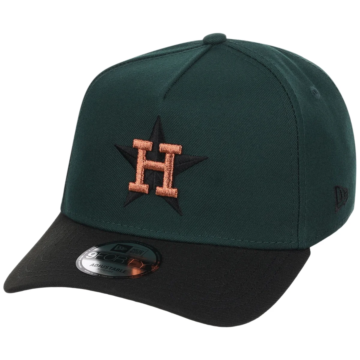 Houston Astros MLB Dark Green x Black FASHION CORE New Era 9FORTY A-Frame detail view
