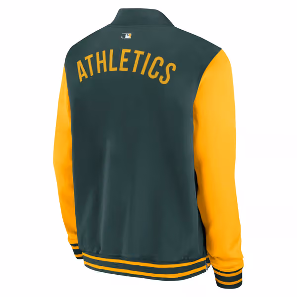 Athletics 2026 MLB Authentic Dugout Bomber Jacket Green view 3