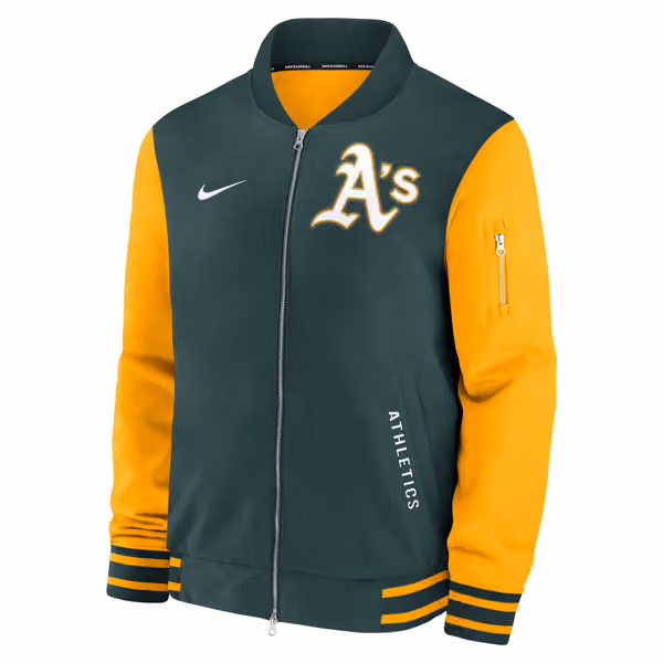Athletics 2026 MLB Authentic Dugout Bomber Jacket Green view 2