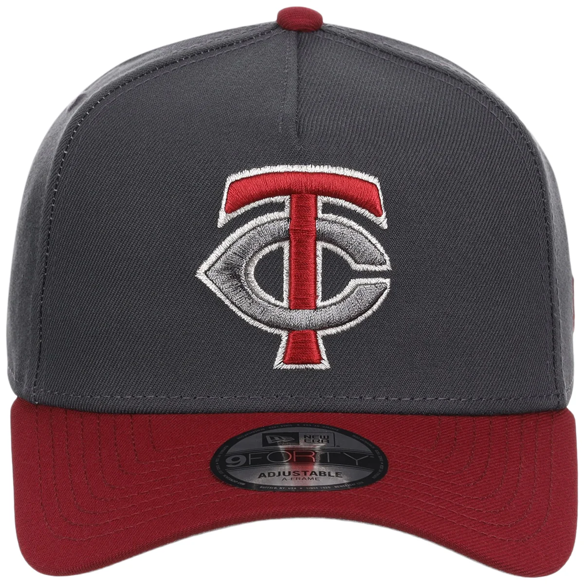 Minnesota Twins MLB Graphite x Cardinal FASHION CORE New Era 9FORTY A-Frame detail view