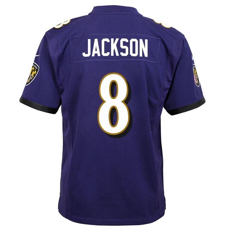 Lamar Jackson #8 Baltimore Ravens Game Youth NFL Jersey Purple (YOUTH) view 2