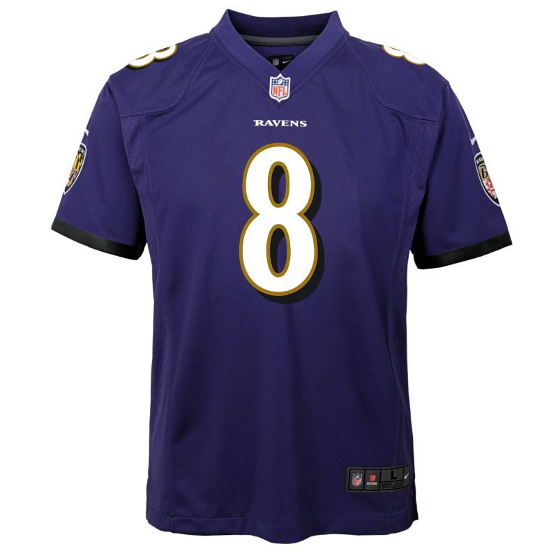Lamar Jackson #8 Baltimore Ravens Game Youth NFL Jersey Purple (YOUTH) view 3