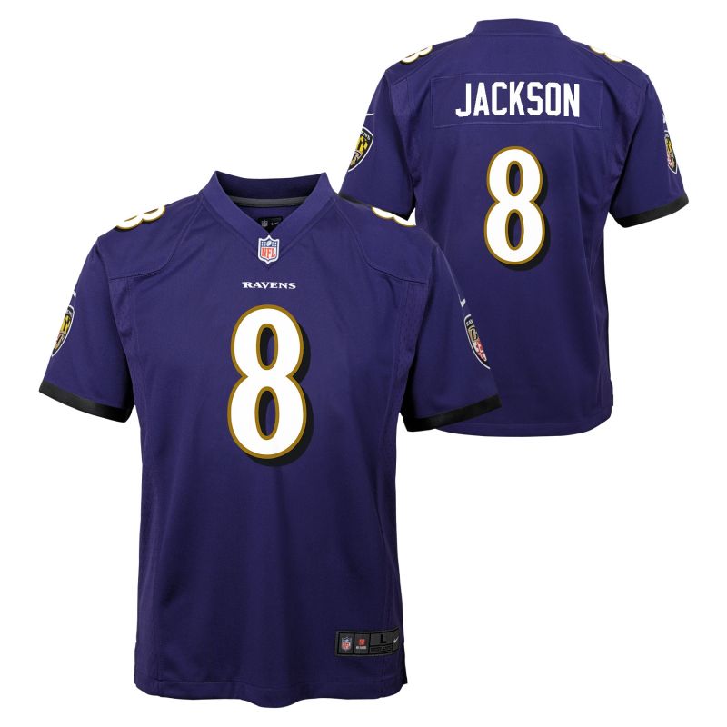 Lamar Jackson #8 Baltimore Ravens Game Youth NFL Jersey Purple (YOUTH) view 1