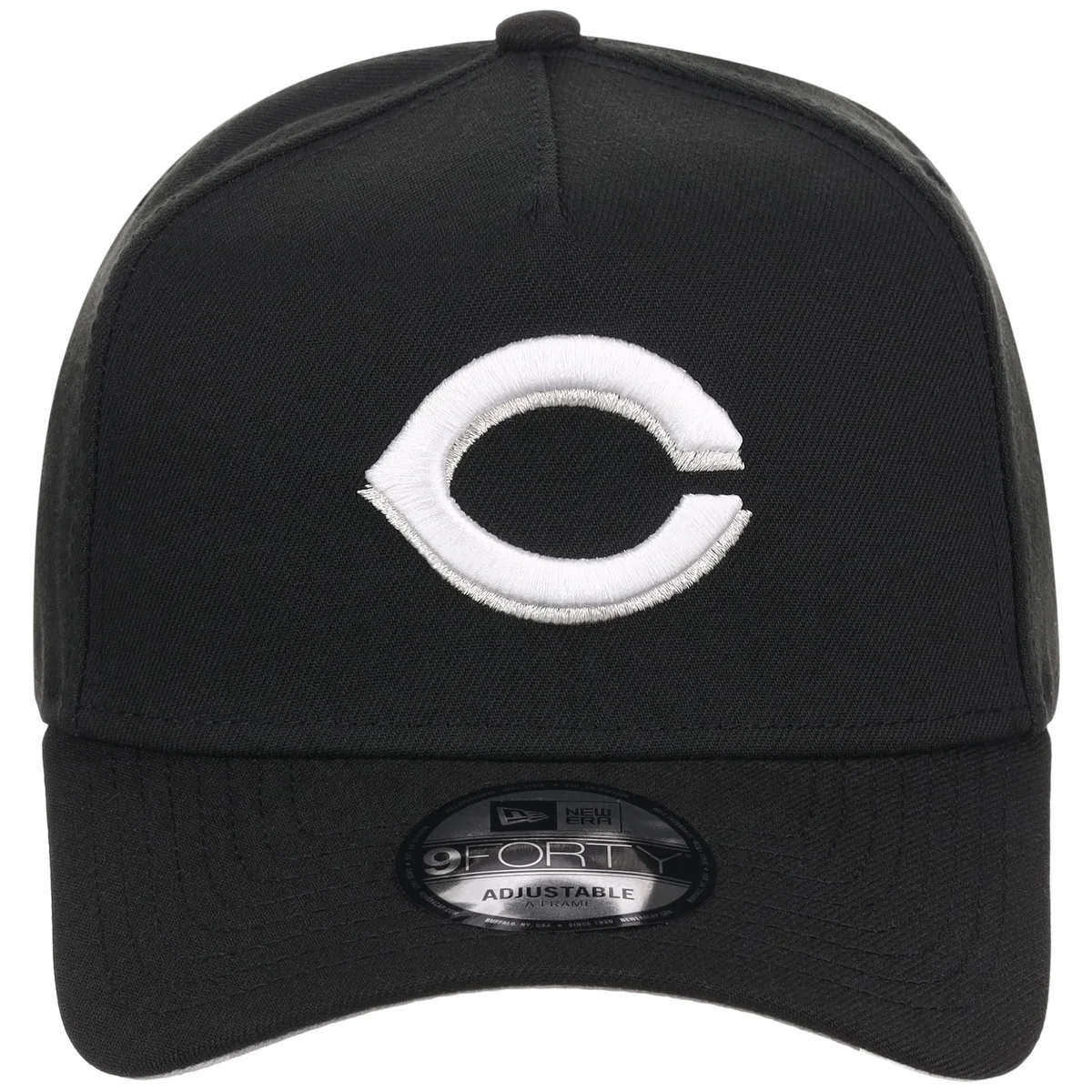 Cincinnati Reds MLB Black x White FASHION CORE New Era 9FORTY A-Frame detail view
