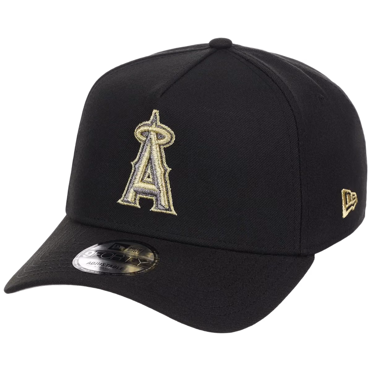 Anaheim Angels MLB Black x Gold FASHION CORE New Era 9FORTY A-Frame detail view