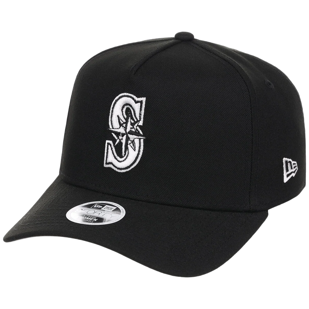 Seattle Mariners Women's New Era 9FORTY Black A-Frame detail view