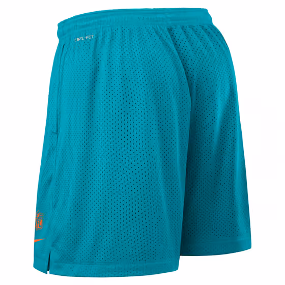 Miami Dolphins 2025 NFL Sideline Reversible Mesh Nike Dri-FIT Shorts Aqua view 3