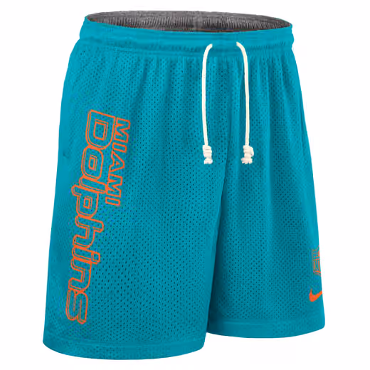 Miami Dolphins 2025 NFL Sideline Reversible Mesh Nike Dri-FIT Shorts Aqua view 2