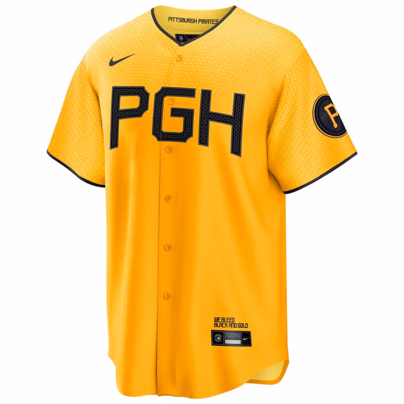 Pittsburgh Pirates Nike City Connect MLB Jersey Yellow view 1