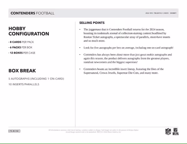 2024 Panini Contenders Football NFL Hobby Box view 5