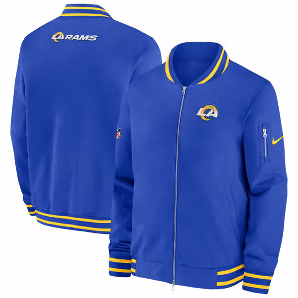 Los Angeles Rams NFL Sideline Nike Coach Bomber Jacket view 1