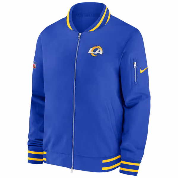 Los Angeles Rams NFL Sideline Nike Coach Bomber Jacket view 2