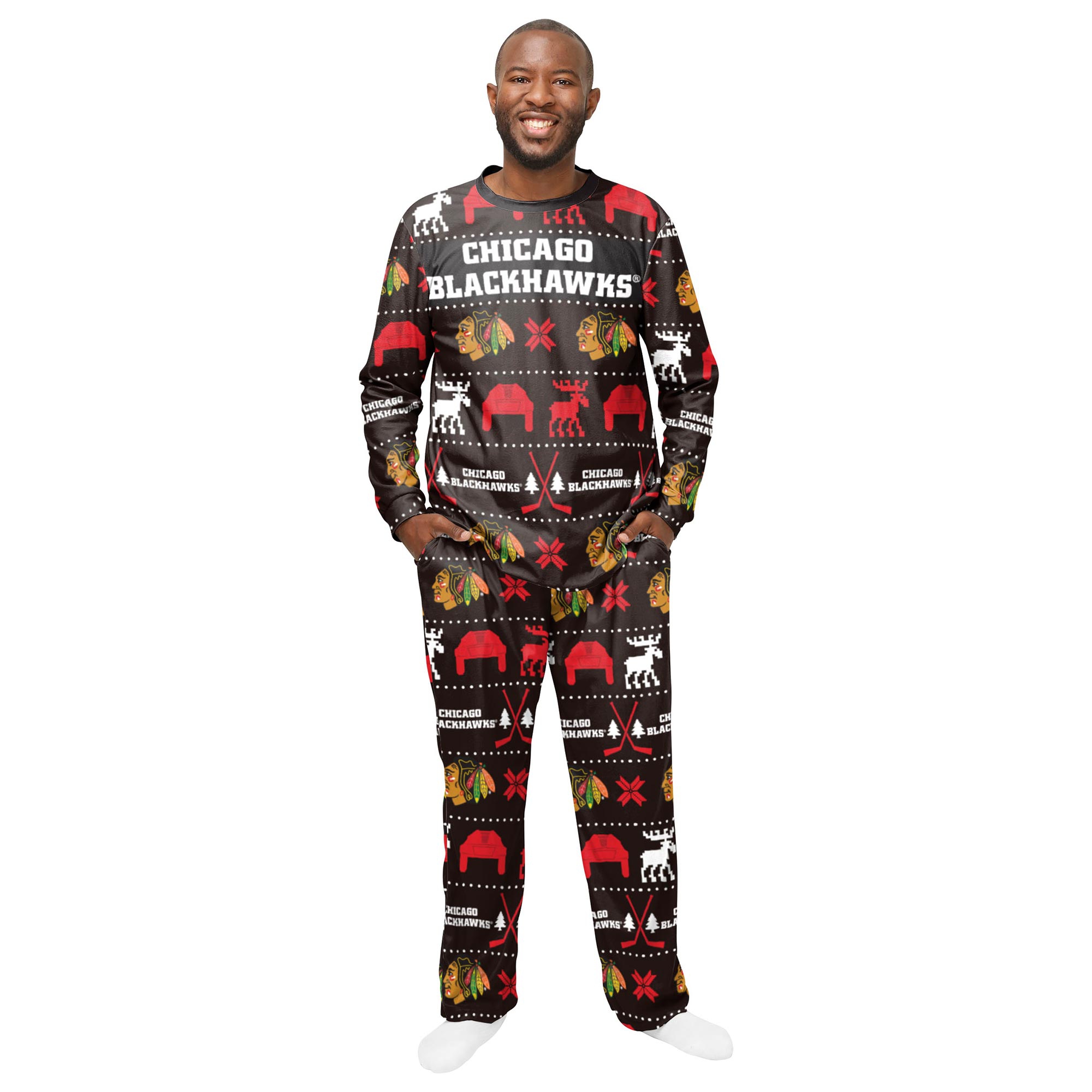Chicago Blackhawks NHL Holiday Pajamas Set (2-Piece) view 1