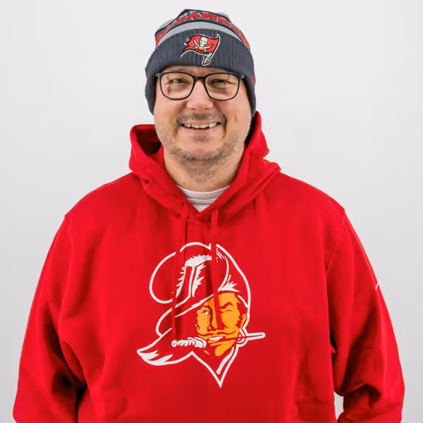 Tampa Bay Buccaneers Rewind Logo Nike Club NFL Hoodie Red view 6