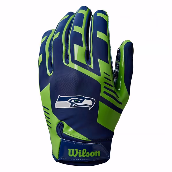Seattle Seahawks Wilson Youth Stretch-Fit NFL Receivers Gloves (KIDS) view 2