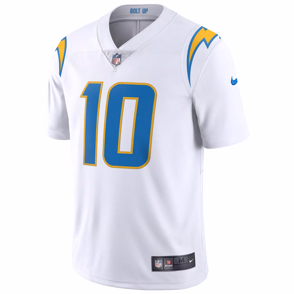 Justin Herbert #10 Los Angeles Chargers Nike Vapor Limited NFL Jersey White view 2