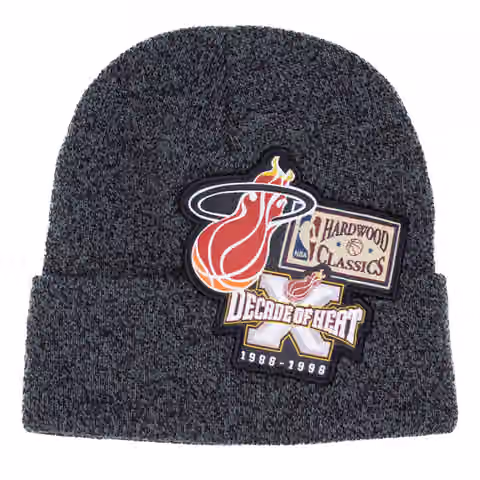 Miami Heat XL Logo Patch Mitchell & Ness NBA Beanie Knit product photo