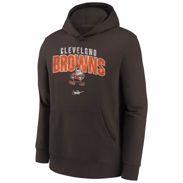 Cleveland Browns Rewind Shout Out Nike Club NFL Hoodie (YOUTH) view 2