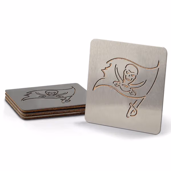Tampa Bay Buccaneers YouTheFan Stainless Steel NFL Coasters (4-Piece) view 1