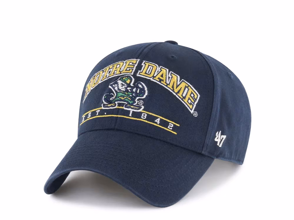 47Brand Notre Dame Fighting Irish Navy Fletcher MVP Strapback Hat front