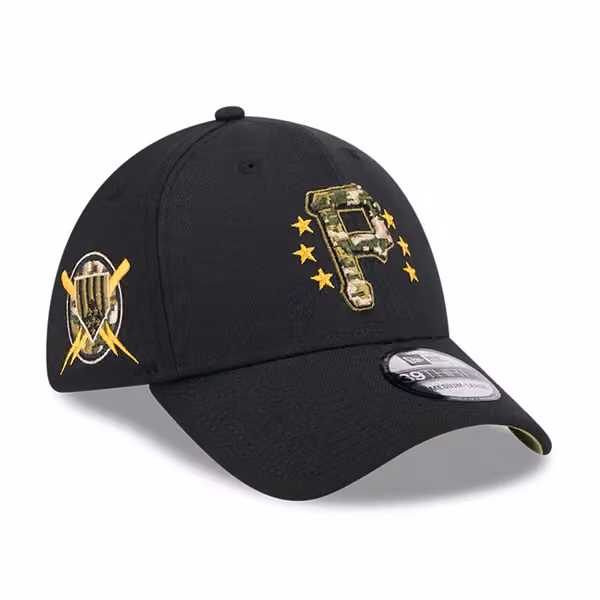 Pittsburgh Pirates 2024 MLB Armed Forces New Era 39THIRTY Flex Cap Black product photo