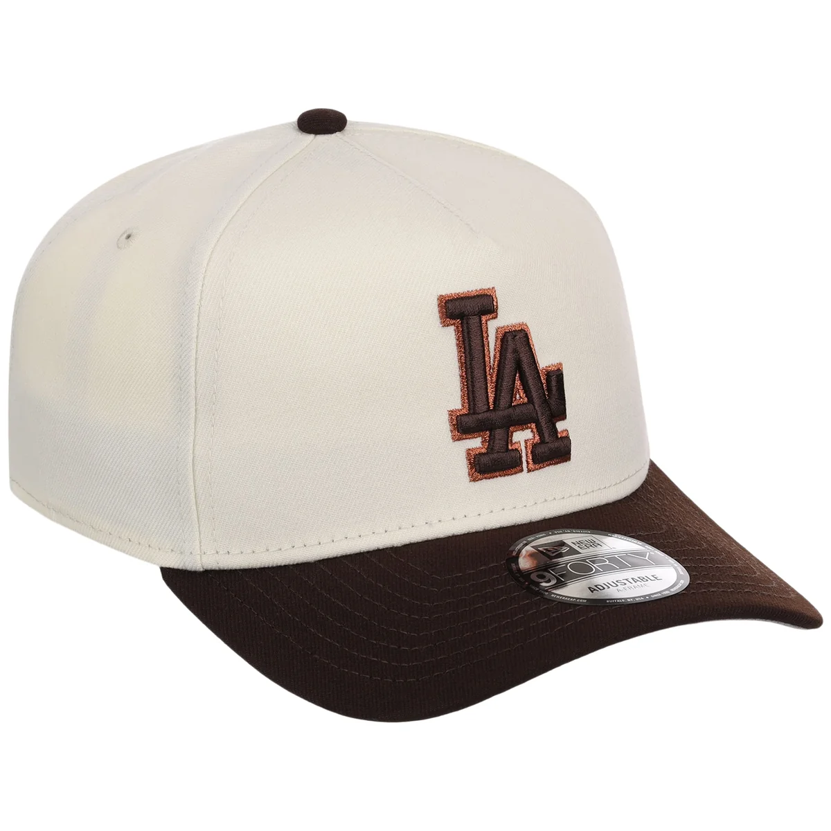 Los Angeles Dodgers MLB Chrome x Burnt Wood FASHION CORE New Era 9FORTY A-Frame front view