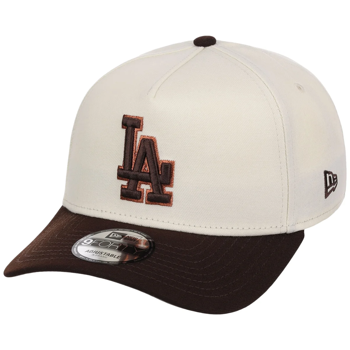 Los Angeles Dodgers MLB Chrome x Burnt Wood FASHION CORE New Era 9FORTY A-Frame detail view