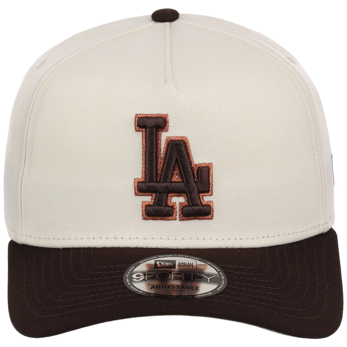 Los Angeles Dodgers MLB Chrome x Burnt Wood FASHION CORE New Era 9FORTY A-Frame detail view