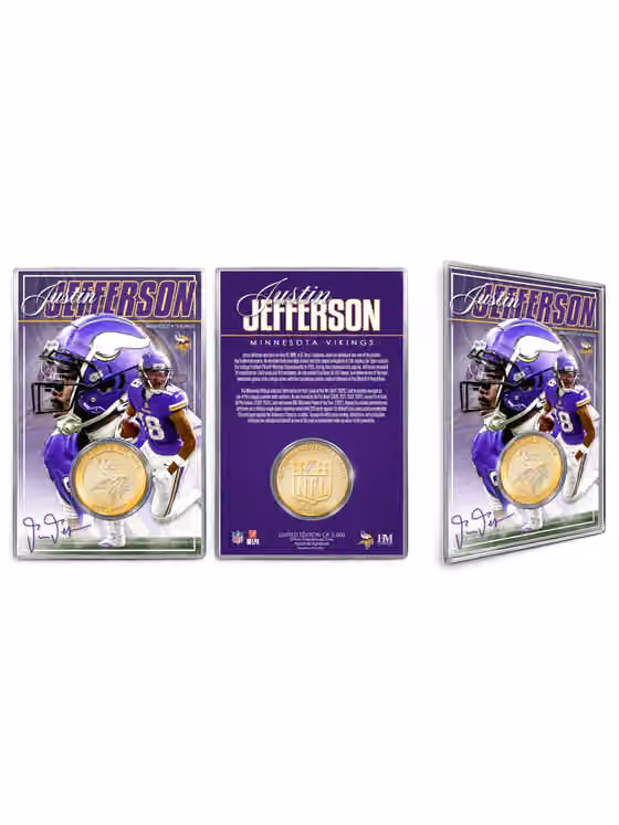Justin Jefferson Minnesota Vikings Acrylic Bronze NFL Coin Card view 1