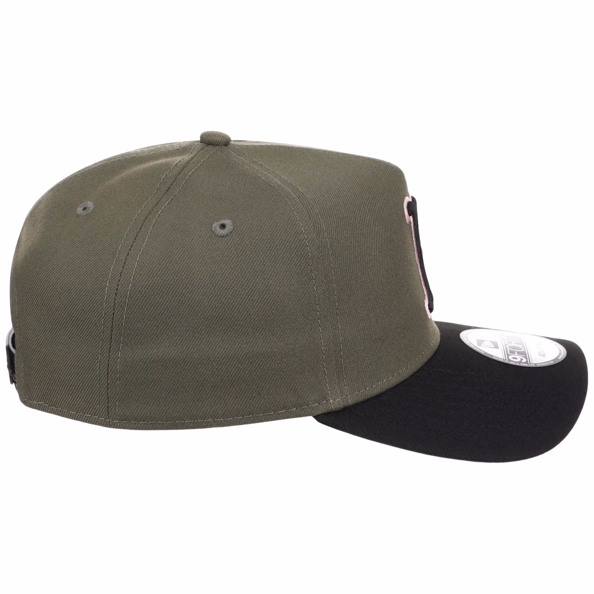 Boston Red Sox MLB Olive x Black & Pink FASHION CORE New Era 9FORTY A-Frame detail view