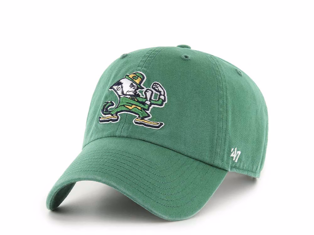 47Brand Notre Dame Fighting Irish Kelly Green Clean Up Strapback Hat front