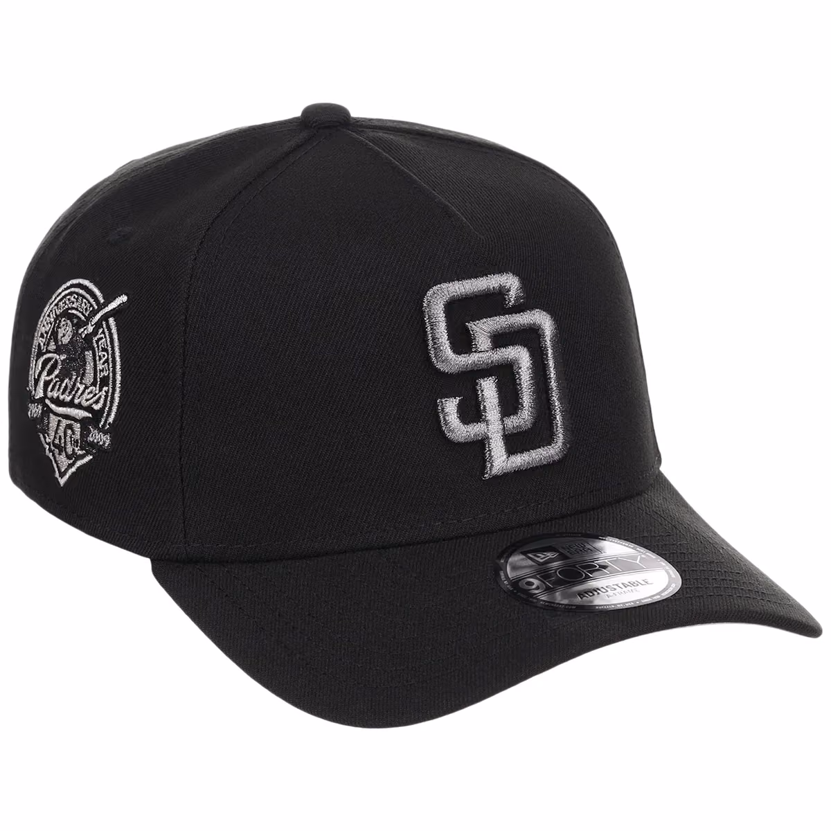 San Diego Padres MLB Liquid Titanium New Era 9FORTY A-Frame front view