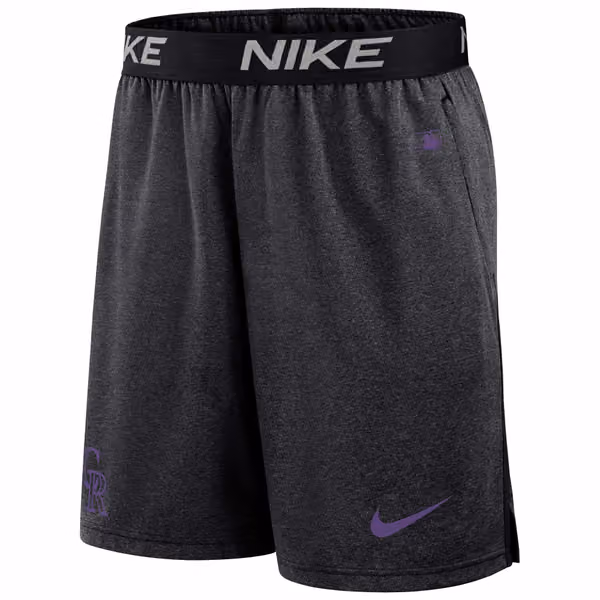 Colorado Rockies 2024 MLB Authentic Practice Nike Dri-FIT Shorts Dark Gray view 1