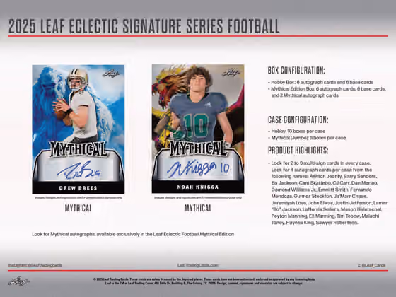 2025 Leaf Eclectic Signature Series Football Hobby Box view 7