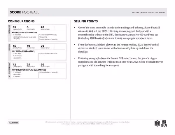 2025 Panini Score Football NFL Blaster Box view 5