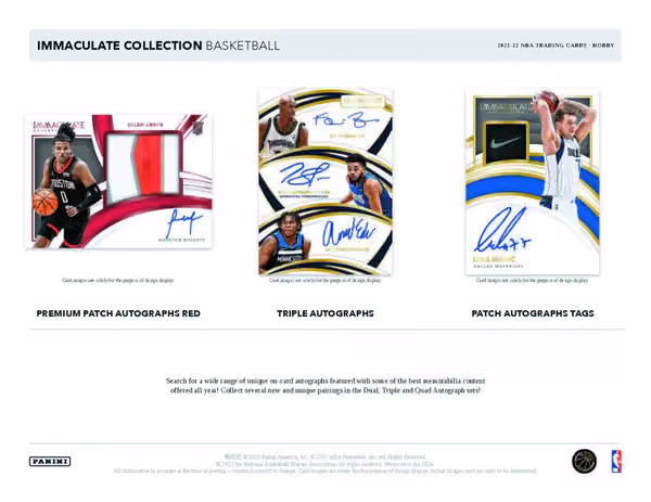 2021/22 Panini Immaculate Basketball NBA Hobby Box view 3