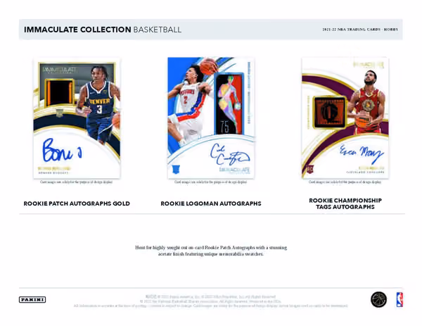 2021/22 Panini Immaculate Basketball NBA Hobby Box view 2