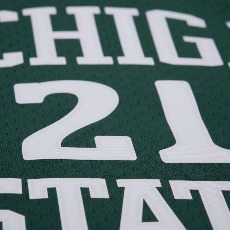 Steve Smith #21 Michigan State Spartans 1990-91 Mitchell & Ness Swingman NCAA Jersey Green view 4